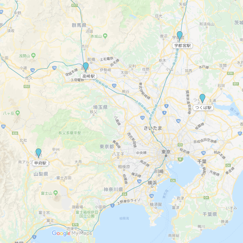 街頭サンプリングガイド 関東甲信越エリアMAP