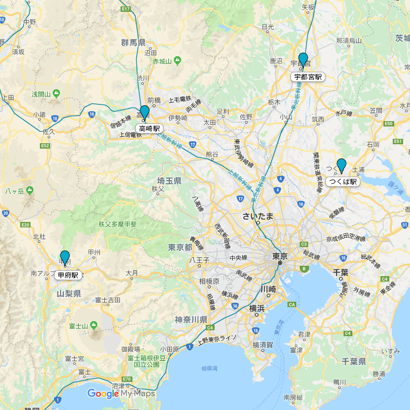 街頭サンプリングガイド　関東甲信越エリアMAP