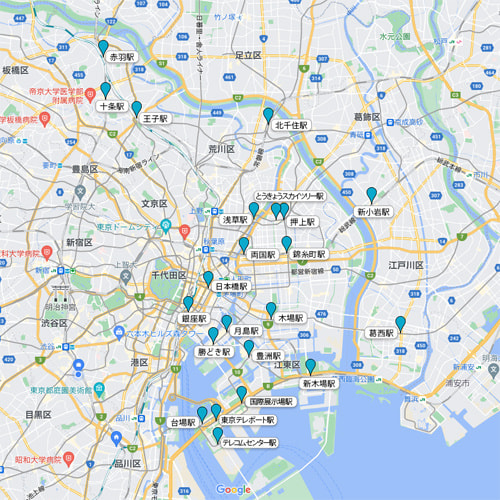 街頭サンプリングガイド 東京(山手線外)エリアMAP