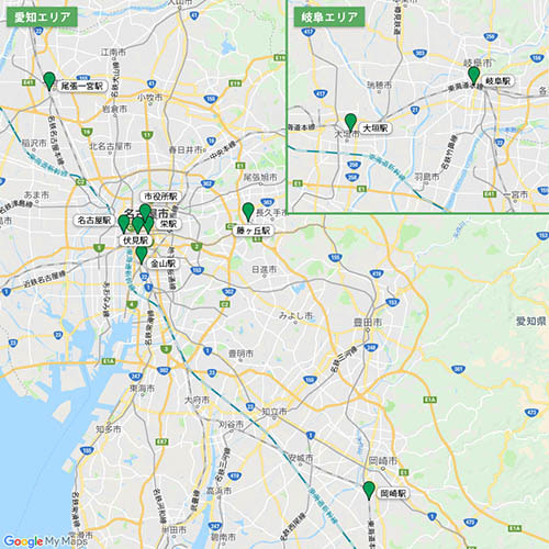 街頭サンプリングガイド 東海／北陸エリアMAP