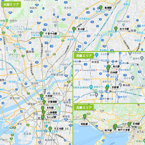 街頭サンプリングガイド 関西エリアMAP