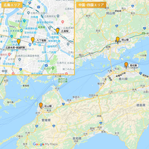 街頭サンプリングガイド 中国/四国エリアMAP