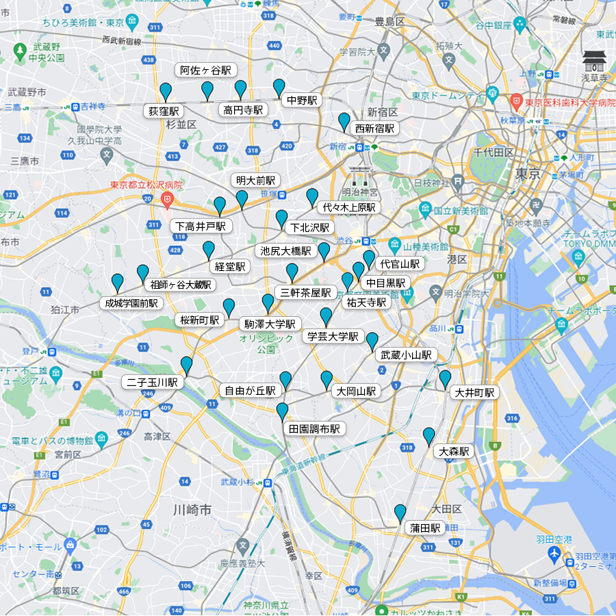 東京（山手線外・西）エリアの効果的な街頭配布ポイントを紹介