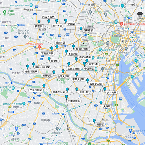 街頭サンプリングガイド 東京(山手線外)エリアMAP