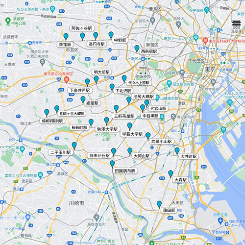 街頭サンプリングガイド 東京（山手線外）エリアMAP